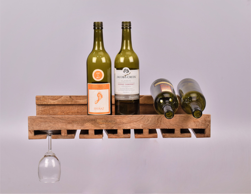 Hanging Wooden Bottle  Glass Stand
