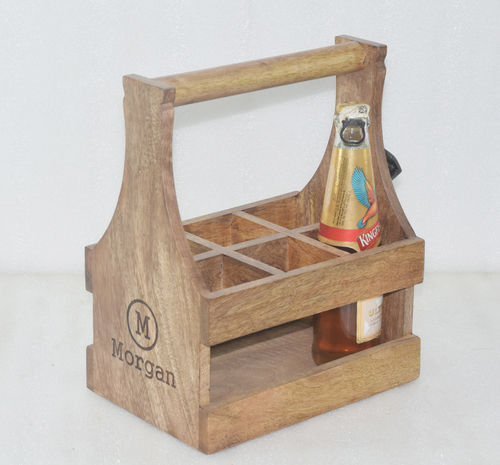 Wooden Bottle Holder With Opener