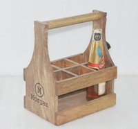 Wooden Bottle Holder With Opener - Color: Brown
