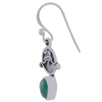 Green Onyx Natural Gemstone 925 Sterling Solid Silver Pear Cabochon Handmade Earrings