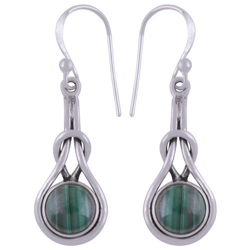 Malachite Natural Gemstone 925 Sterling Solid Silver Round Cabochon Handmade Earrings