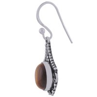 Tiger Eye Natural Gemstone 925 Sterling Solid Silver Oval Cabochon Handmade Earrings