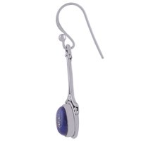 Lapis Natural Gemstone 925 Sterling Solid Silver Oval Cabochon Handmade Earrings