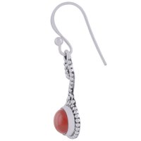 Carnelian Natural Gemstone 925 Sterling Solid Silver Round Cabochon Handmade Earrings