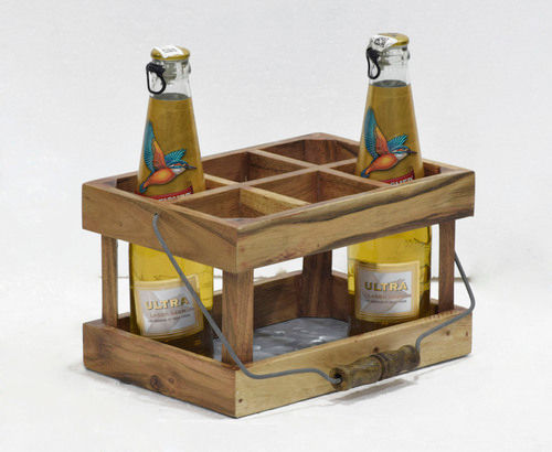 Wooden Stand  Metal Base Bottle Holder