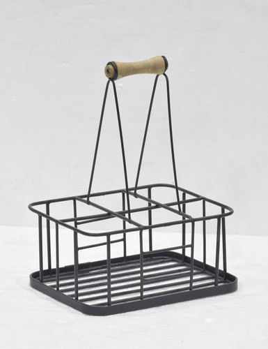 Wire Bottle Holder With Wooden Handle