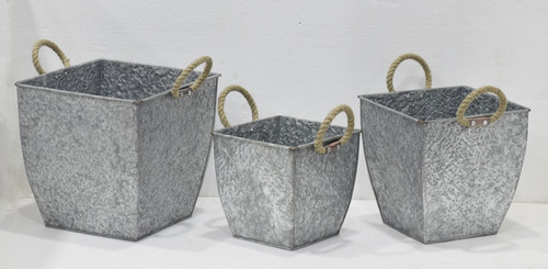 Set of 3 Planter With Leather Handle