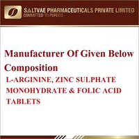L-Arginine, Zinc Sulphate Monohydrate And Folic Acid Tablets