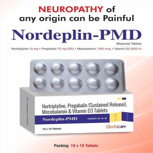 Notriptyline 10mg + Pregabaline(Sr) 75mg + Mecobalamine 1500mcg + Vitamin D3 2000 Iu