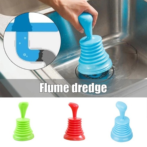 Handy Drain Cleaning Pump - Plastic & Silicone, 10.5 x 10.5 x 18 Cm | Ideal for Kitchen Use, Lightweight Design, Random Shade Options