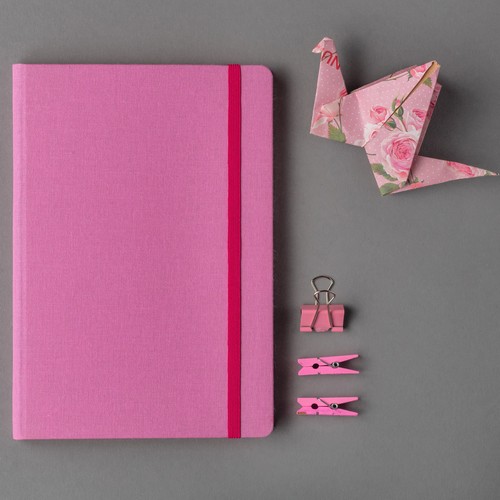 Comma Weave - A5 Size - Hard Bound Notebook (Baby Pink)