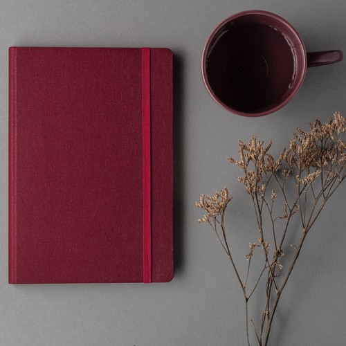 Comma Weave - A5 Size - Hard Bound Notebook (Maroon)