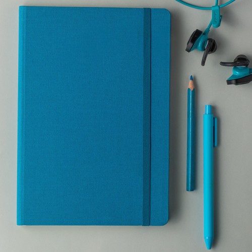 Comma Weave - A5 Size - Hard Bound Notebook (Aqua Blue)