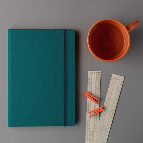 Comma Weave - A5 Size - Hard Bound Notebook (Peacock Blue)