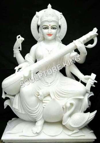 Saraswati Mata Marble Statue