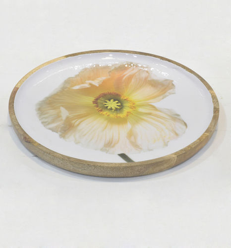 Wooden Charger Plate With Enamel