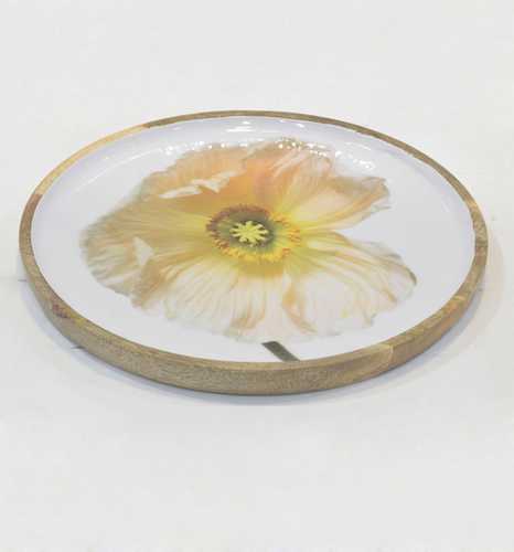 Wooden Charger Plate With Enamel