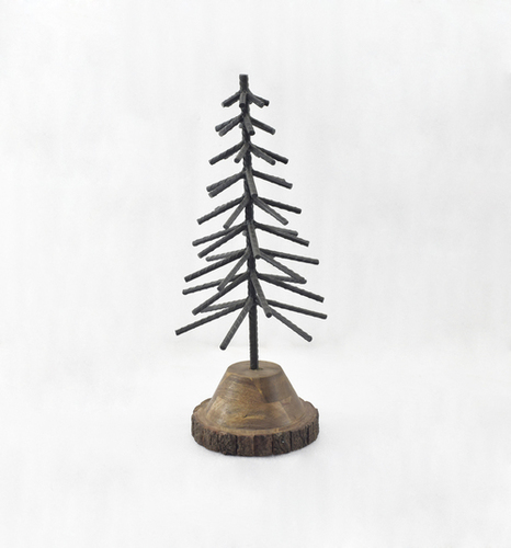 Decorative Metal Tree With Wooden Base