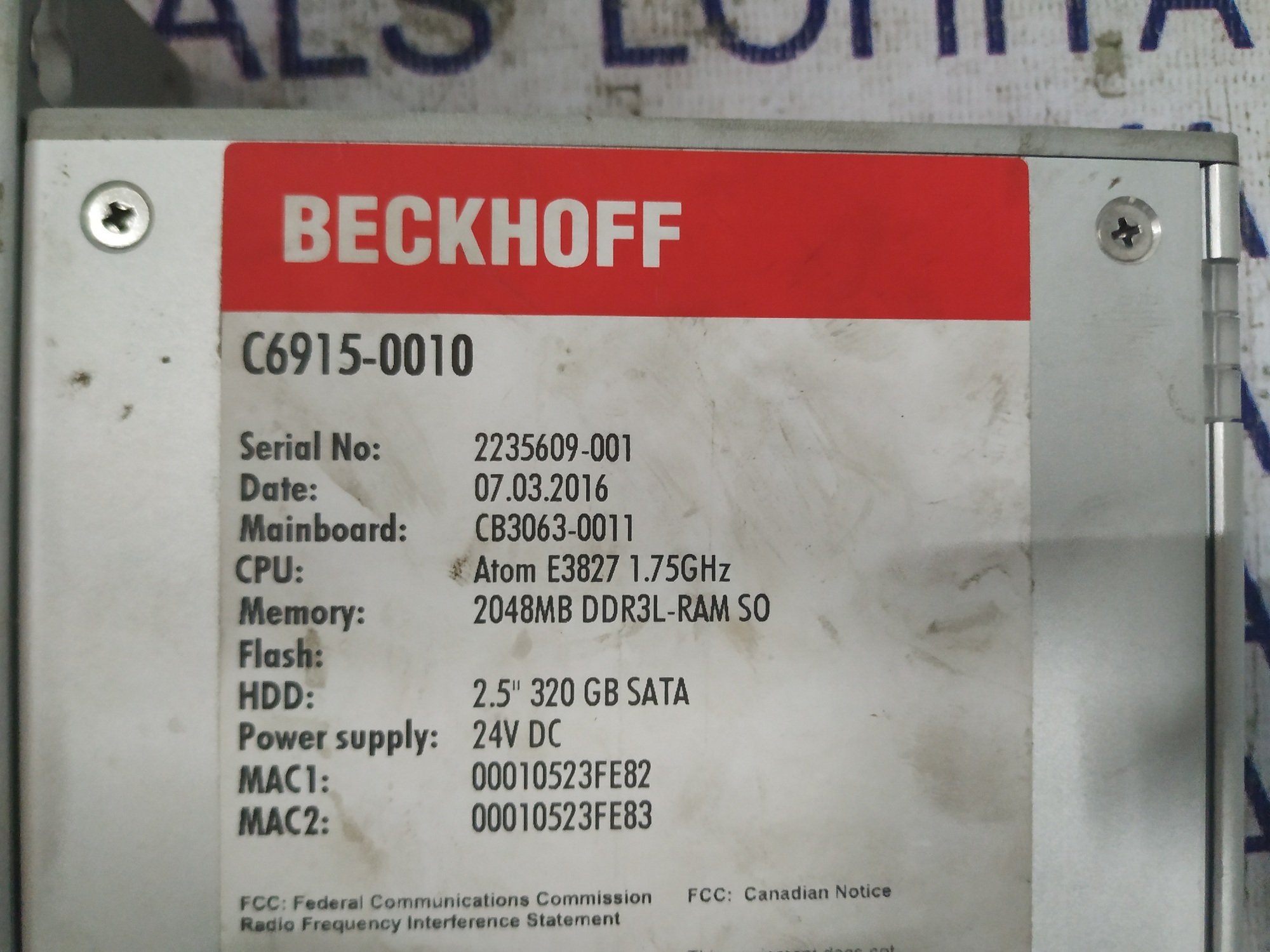 BECKHOFF FANLESS CONTROL CABINET INDUSTRIAL PC C6915-0010