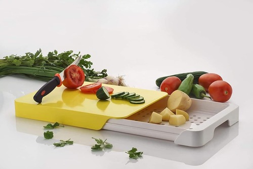 2 In 1 Cut & Wash Chopping Board With Stainless Steel Knife