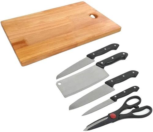 Wooden Chopping Board 5-Pcs Knife Set