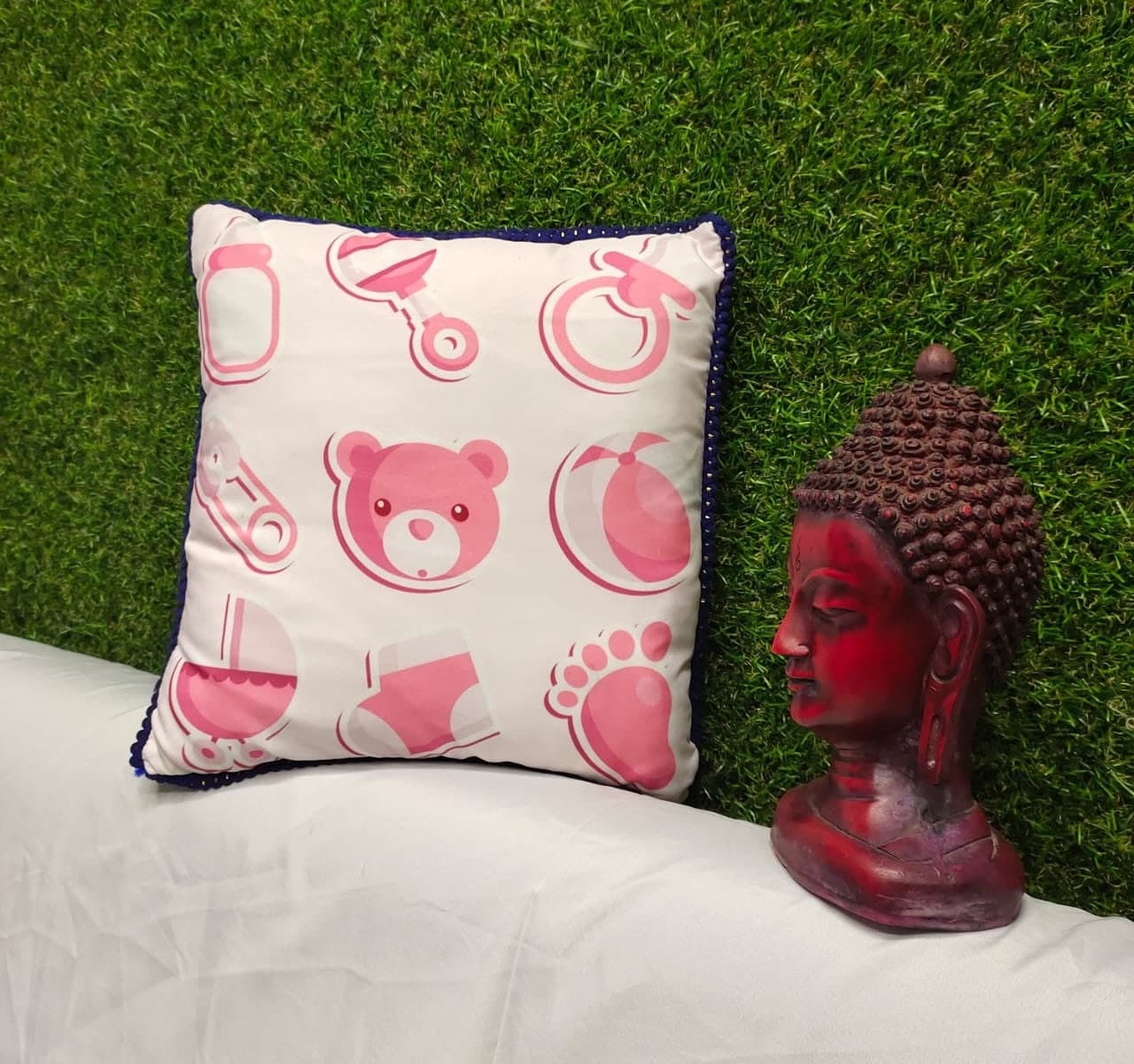 Born Baby Printed Cushion Cover With Filler Size 30*30cms