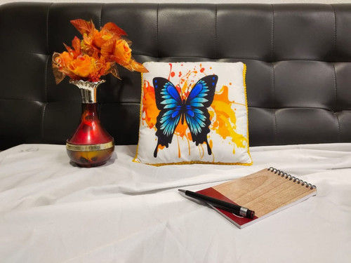 Butterfiy Printed Cushion Cover With Filler Size 30*30cms