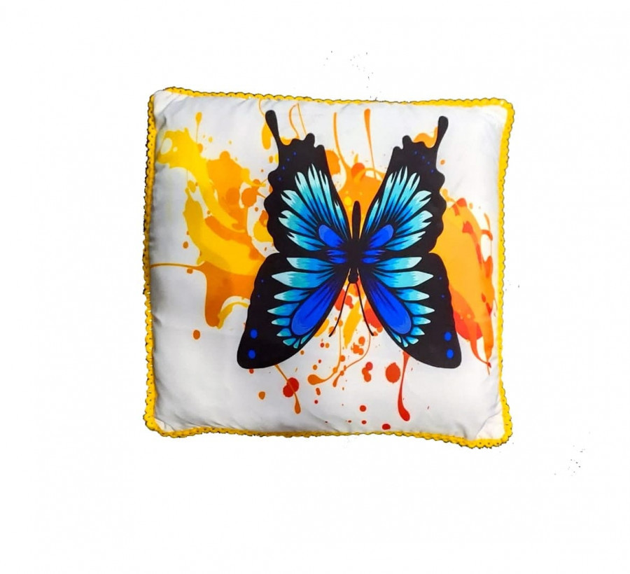 Butterfiy Printed Cushion Cover With Filler Size 30*30cms