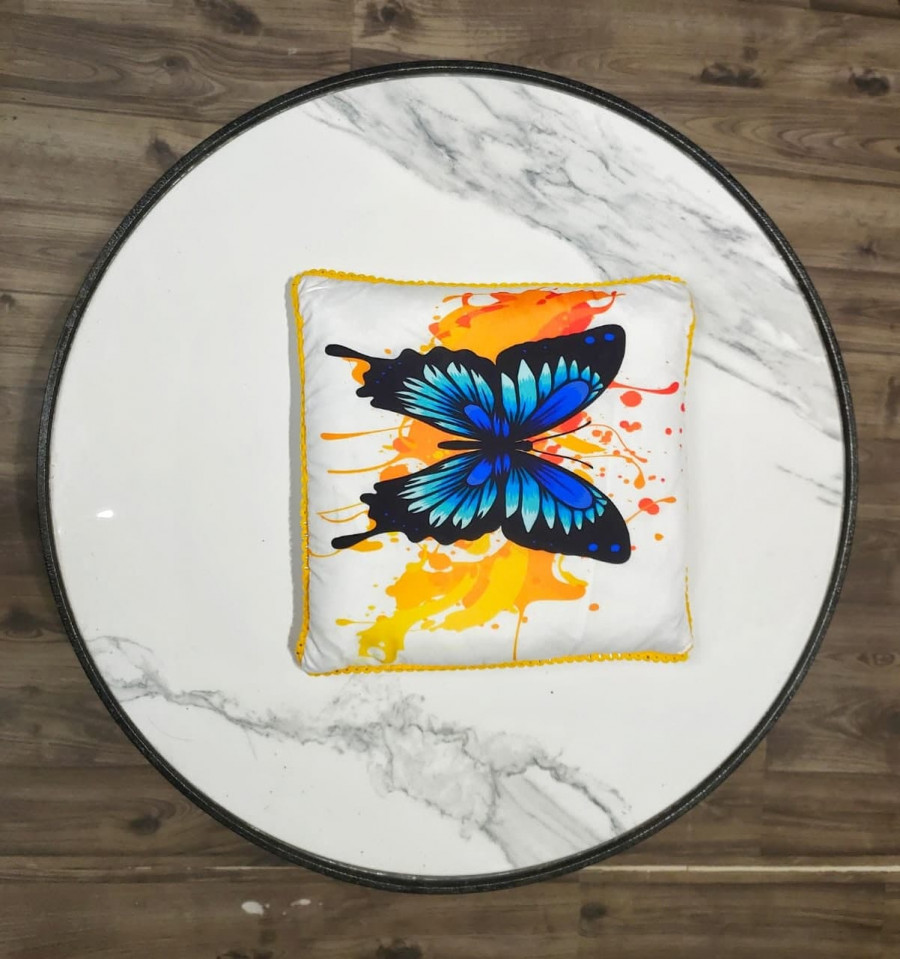 Butterfiy Printed Cushion Cover With Filler Size 30*30cms
