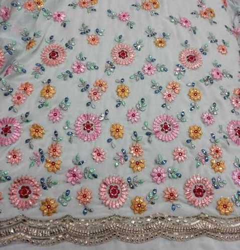 Available In Different Colour Embroidery Poly Georgete Fabric
