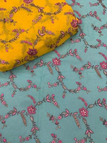 Embroidery Organza Fabric - Embroidered Organza Dyed Material, Available in Varied Colors, Exceptionally Soft & Washable