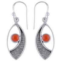 Carnelian Natural Gemstone 925 Sterling Solid Silver Round Cabochon Handmade Earrings