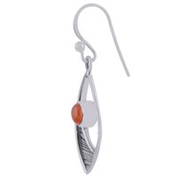 Carnelian Natural Gemstone 925 Sterling Solid Silver Round Cabochon Handmade Earrings