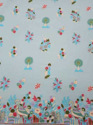 Embroidery Poly Georgete Fabric - 54 Inch Width, Multi-Colored Thread with Large Embroidered Figures | Exceptionally Soft, Washable, Available in Different Colors