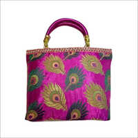 Ladies Handicraft Handbag - Cotton Fabric, 140g Weight, Zipper Closure, Shoulder Handbag Design For College Girls And Working Ladies