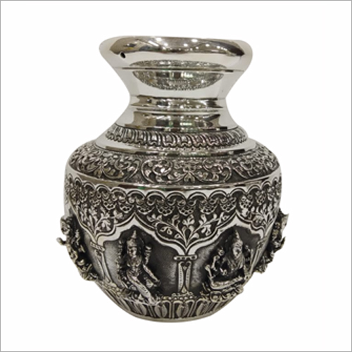 Silver Decorate Laxmi Kalash