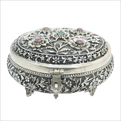 Silver Round Jewellery Box