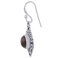 Labradorite Natural Gemstone 925 Sterling Solid Silver Round Cabochon Stone Handmade Earrings