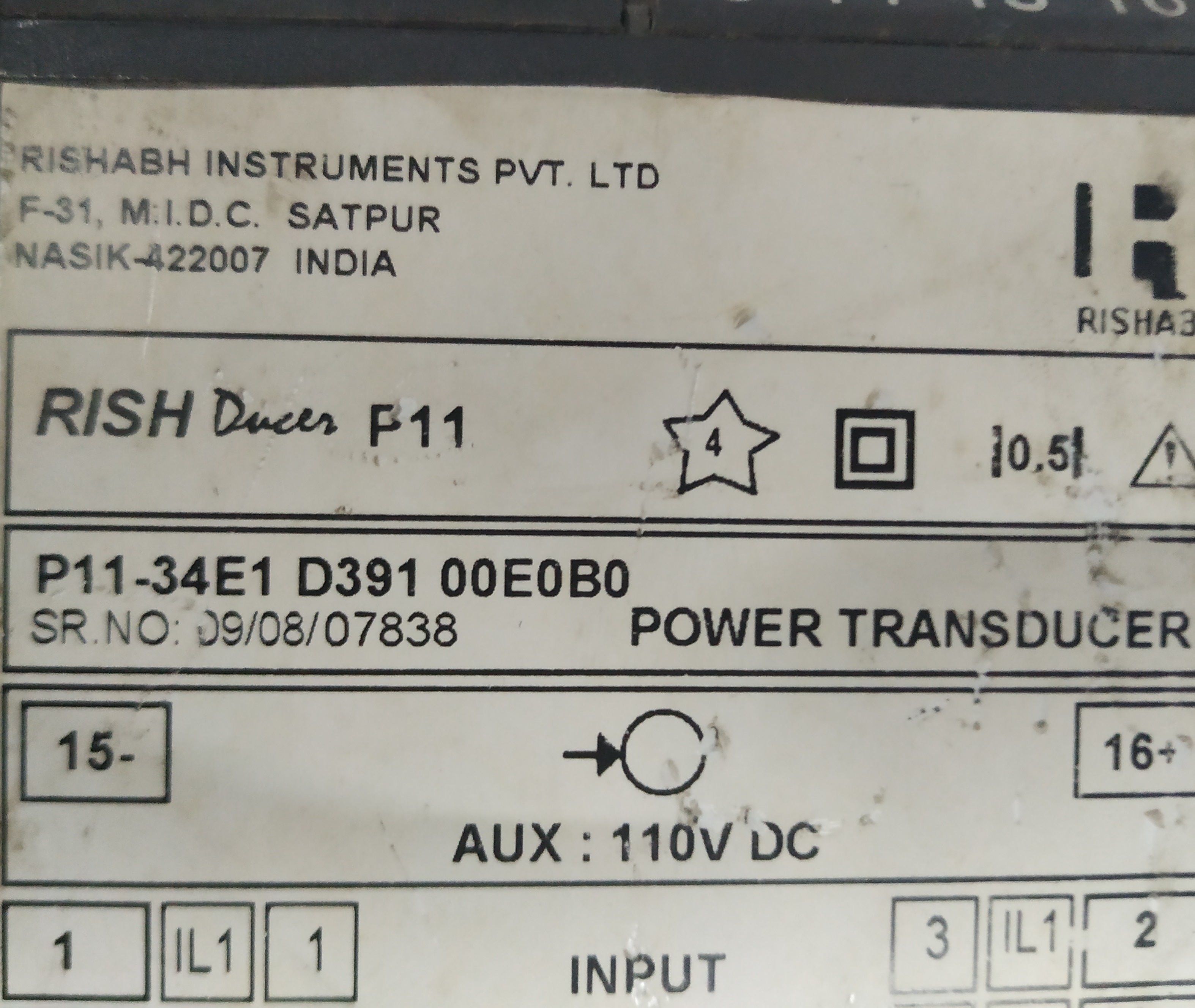 Rishabh Ducer Current Transducer P11-34e1 D391 00e0b0
