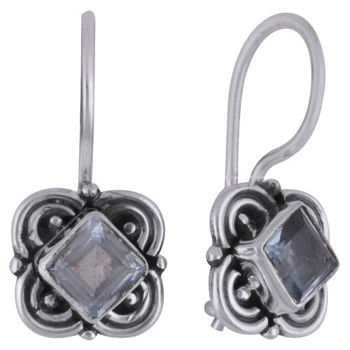 Peridot Natural Gemstone 925 Sterling Solid Silver Square Cut Stone Handmade Earrings