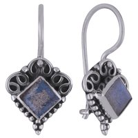 Amethyst Natural Gemstone 925 Sterling Solid Silver Square Cut Stone Handmade Earrings