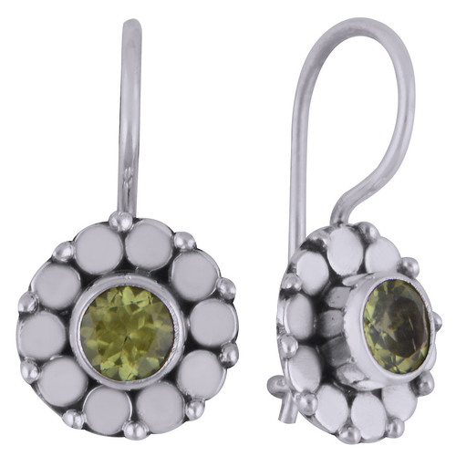 Peridot Natural Gemstone 925 Sterling Solid Silver Square Cut Stone Handmade Earrings