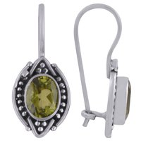 Peridot Natural Gemstone 925 Sterling Solid Silver Oval Cut Stone Handmade Earrings