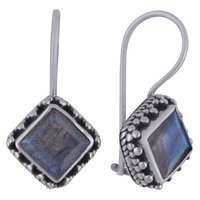Garnet Natural Gemstone 925 Sterling Solid Silver Square Cut Stone Handmade Earrings