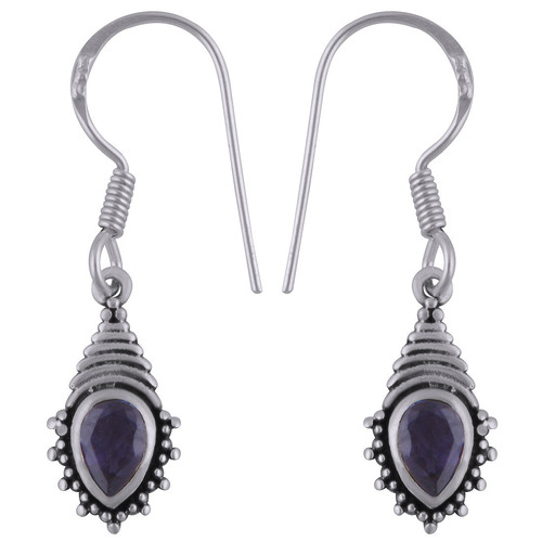 Iolite Natural Gemstone 925 Sterling Solid Silver Pear Cut Stone Handmade Earrings Size: Length: 31 Mm X Width: 8 Mm