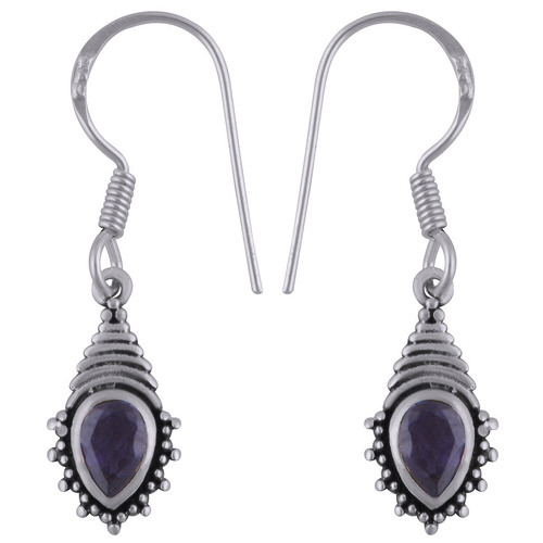 Iolite Natural Gemstone 925 Sterling Solid Silver Pear Cut Stone Handmade Earrings