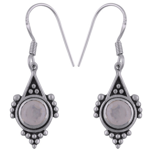 Rainbow Natural Gemstone 925 Sterling Solid Silver Round Cut Stone Handmade Earrings