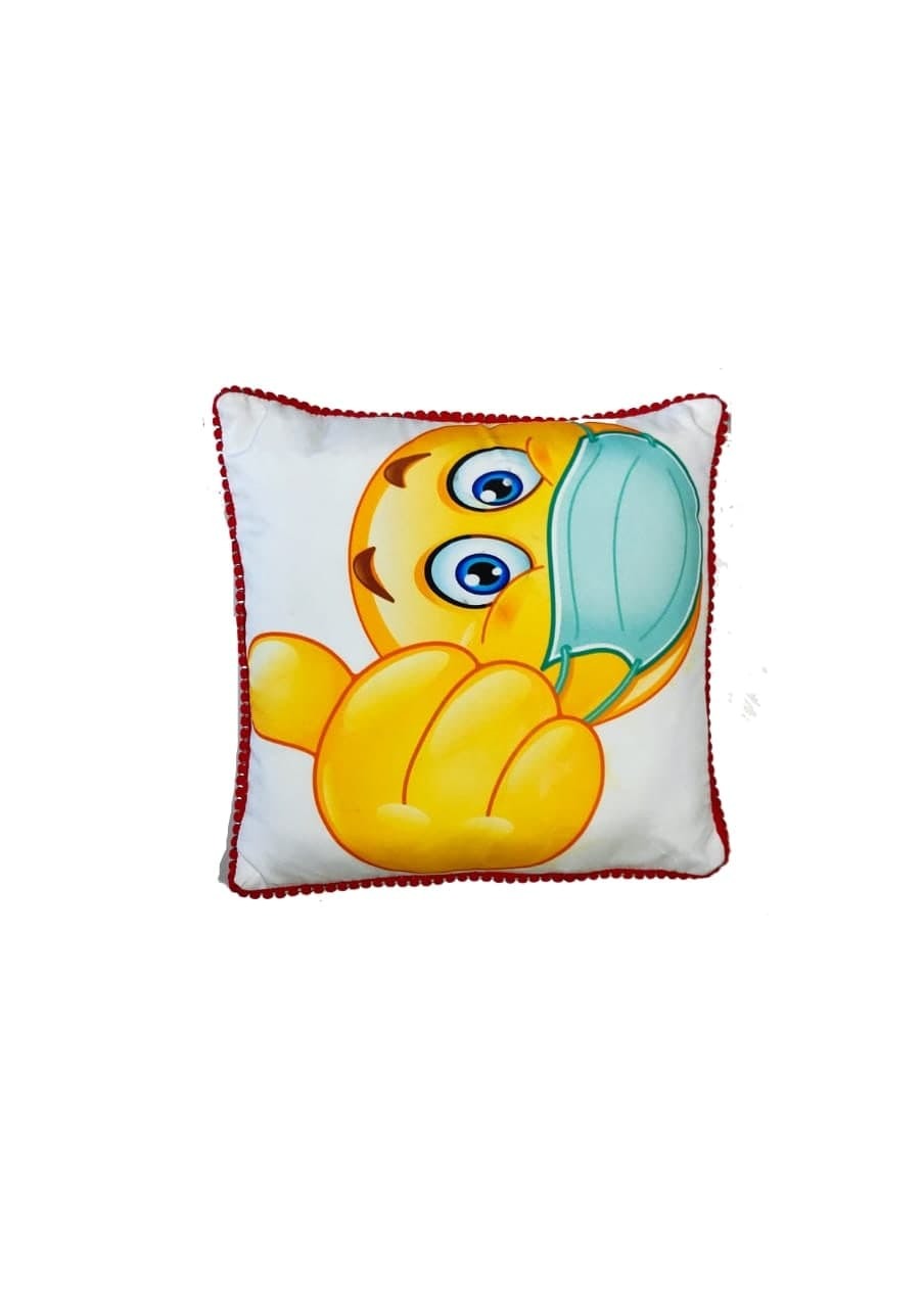Mask Emoji Printed Cushion Cover With Filler Size 30*30cms