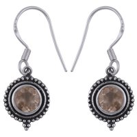 Citrine Natural Gemstone 925 Sterling Solid Silver Round Cut Stone Handmade Earrings