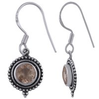 Citrine Natural Gemstone 925 Sterling Solid Silver Round Cut Stone Handmade Earrings